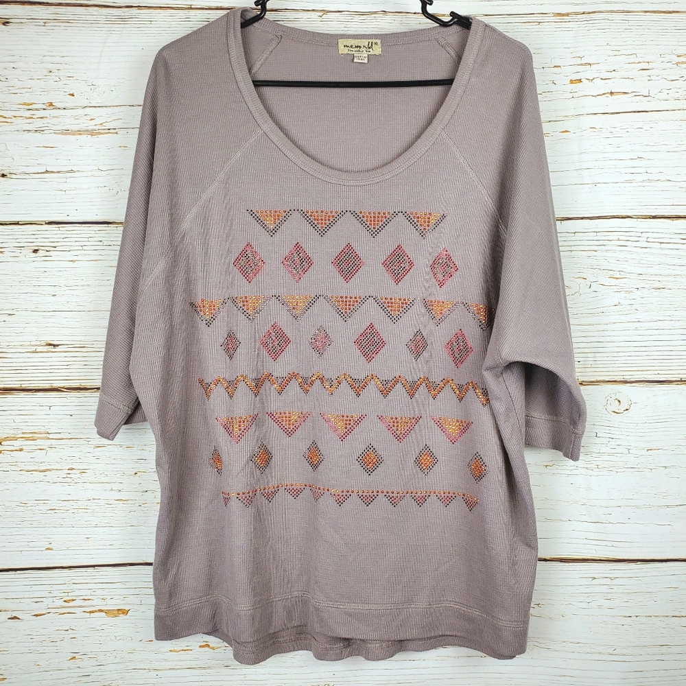 One World Embellished Waffle Knit Top